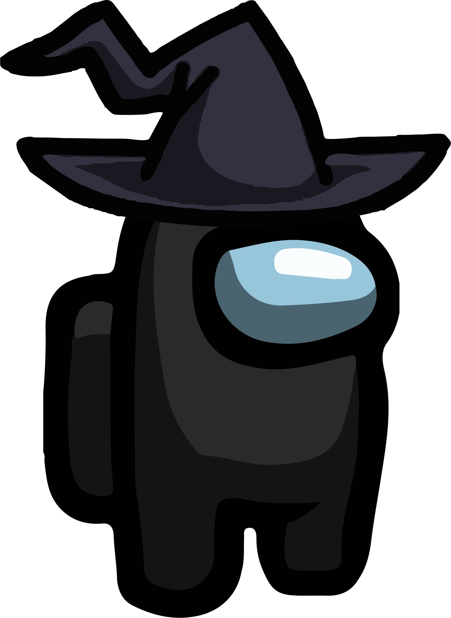 Among Us - Black Witch Hat PNG 01