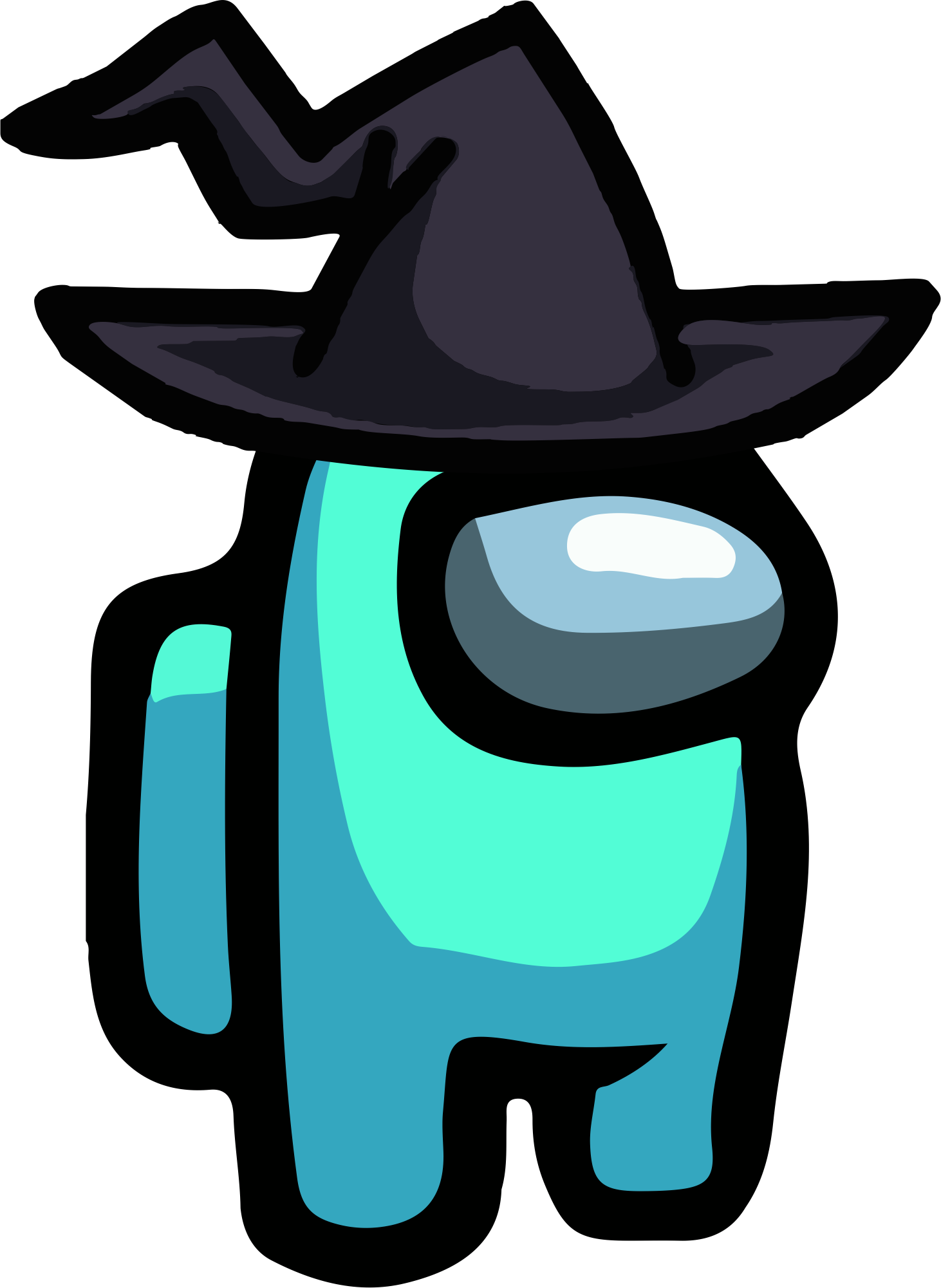 Among Us - Cyan Witch Hat PNG 01