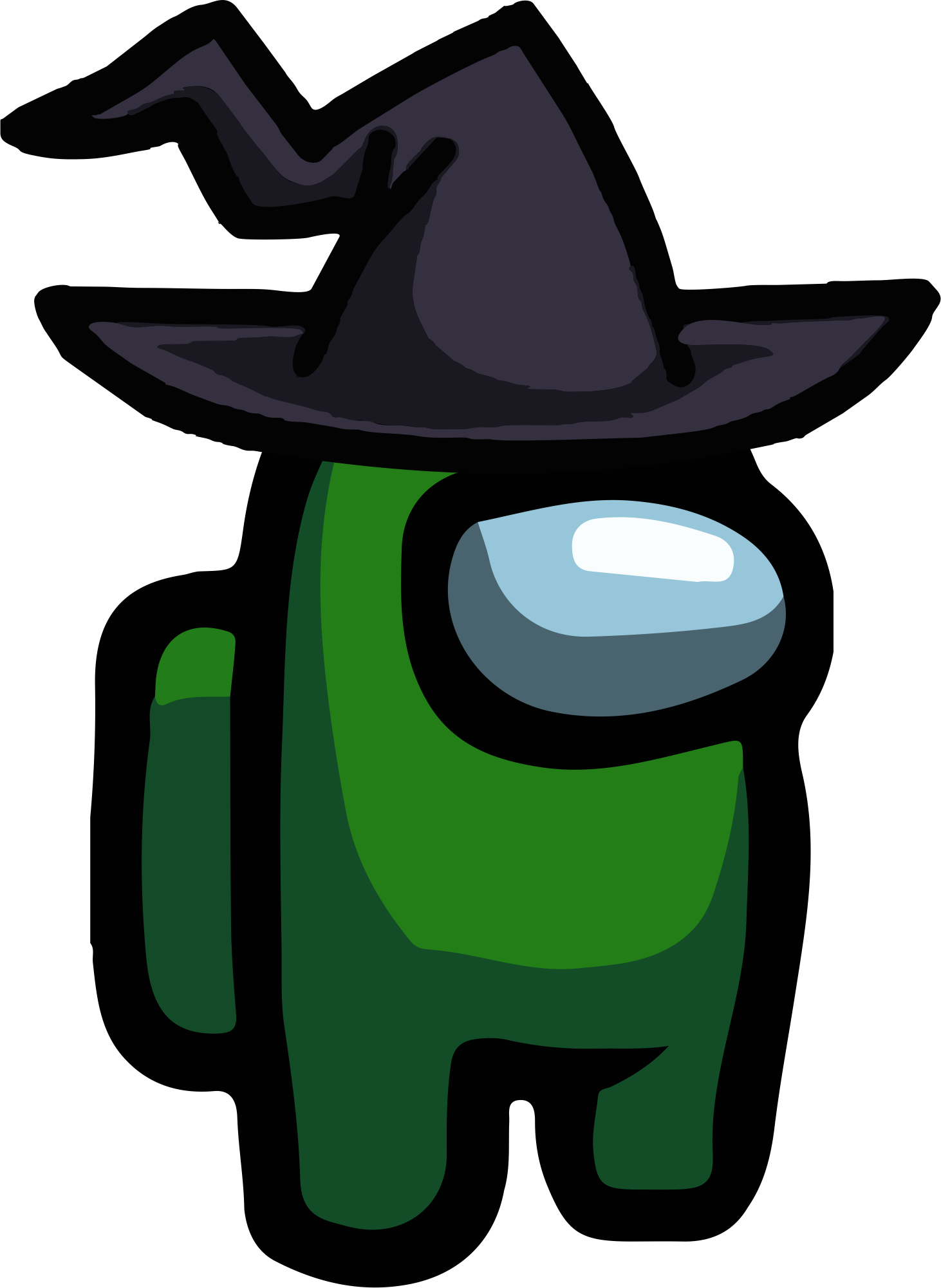 Among Us - Green Witch Hat PNG 01
