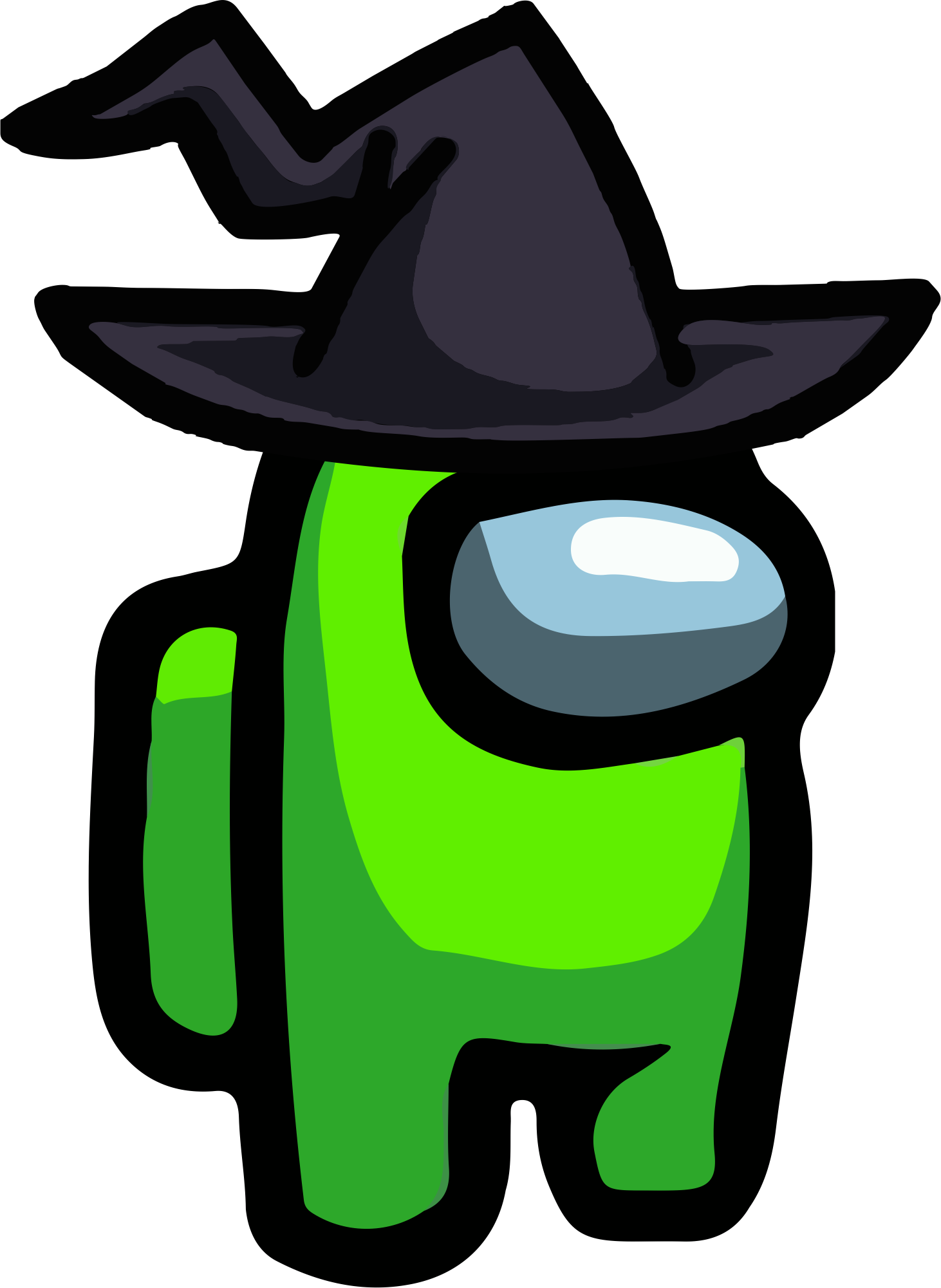 Among Us - Lime Witch Hat PNG 01