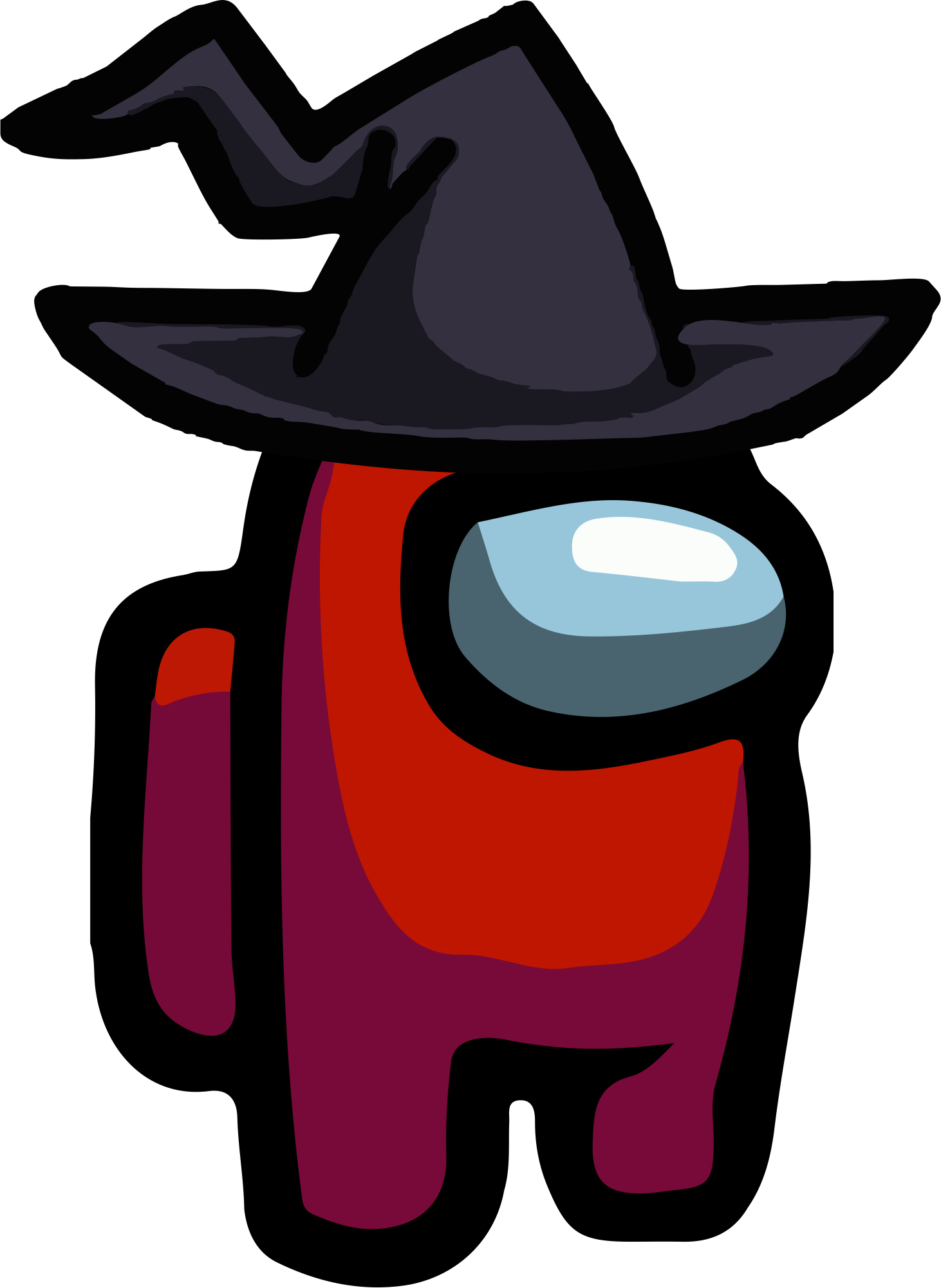Among Us - Red Witch Hat PNG 01